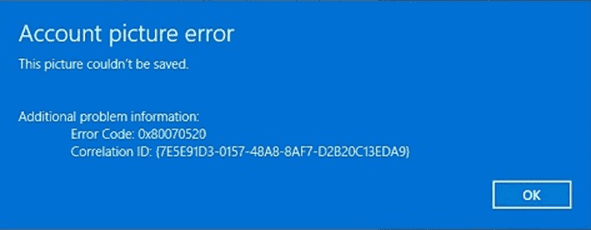 Windows 11のアカウント画像エラーコード0x80070520を修正します