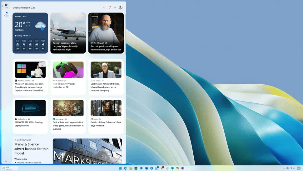 Copilotの発見は、Windows11ウィジェットのニュースフィードをすぐに再設計することができます