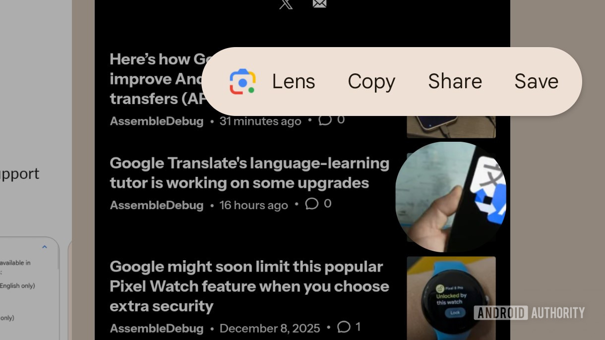 Android 16 QPR2 では、アプリから写真を保存するこの便利な方法が削除されます